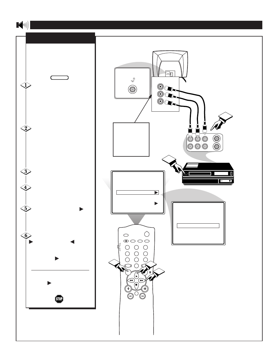 A/v i, Ow to, Se the | Nput, Ontrol, Nputs, Or cursor left, Button on the vcr or remote | Philips TS2757C User Manual | Page 22 / 36
