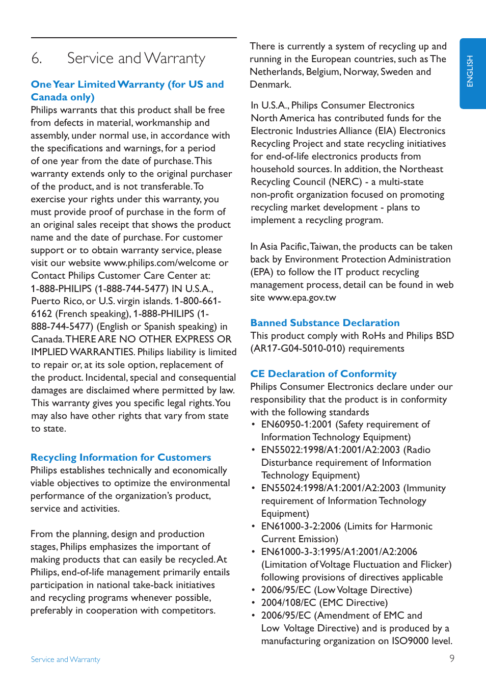 Service and warranty | Philips 7FF2FPAS-27 User Manual | Page 11 / 15