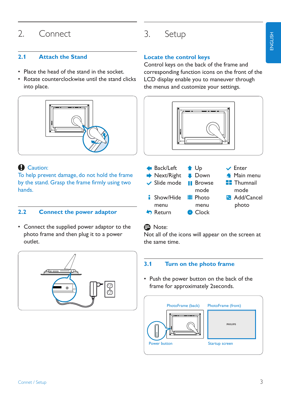 Setup, Connect | Philips 7FF2FPAS-27 User Manual | Page 5 / 15