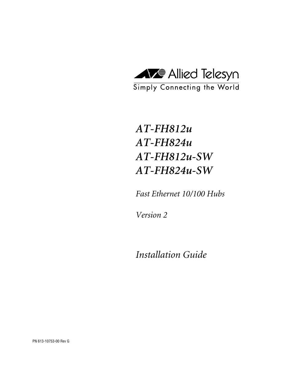 Allied Telesis AT FH824U AT-FH824U User Manual | 36 pages