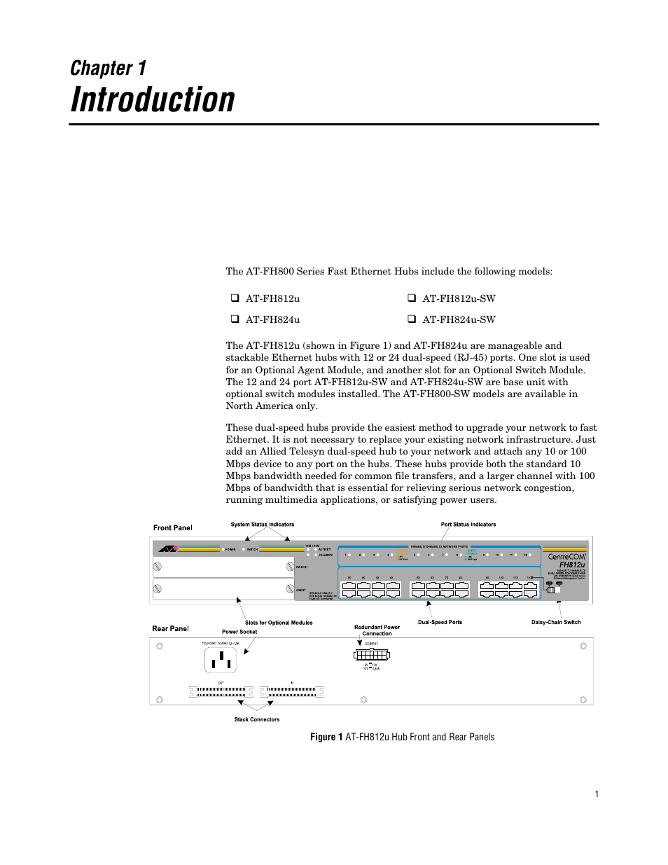Chapter 1, Introduction | Allied Telesis AT FH824U AT-FH824U User Manual | Page 11 / 36