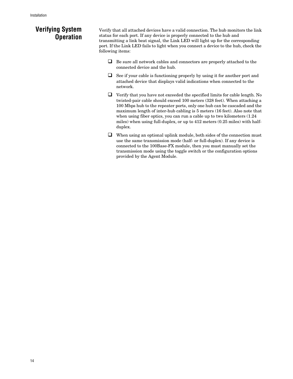 Verifying system operation | Allied Telesis AT FH824U AT-FH824U User Manual | Page 24 / 36