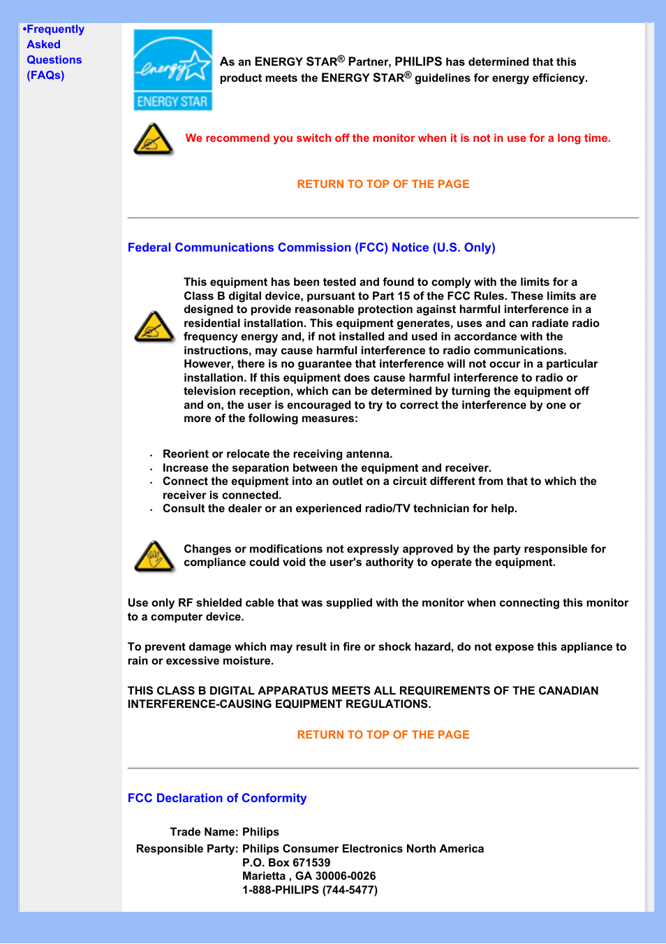 Of conformity | Philips 200BW8EB-27 User Manual | Page 15 / 86