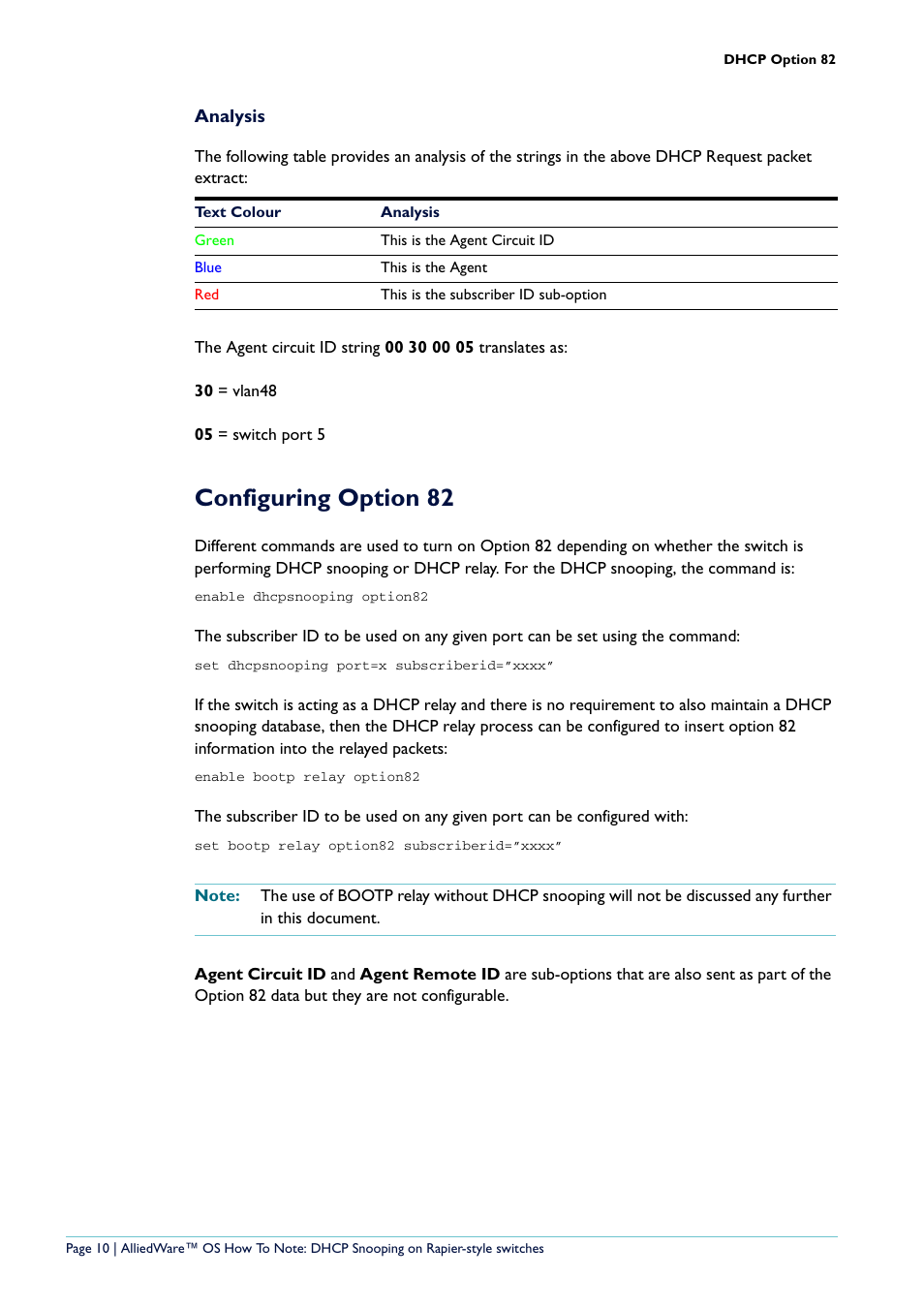 Configuring option 82 | Allied Telesis Rapier i Series User Manual | Page 10 / 26