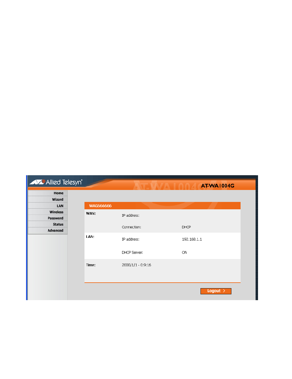 Home screen | Allied Telesis AT-WA1004G User Manual | Page 35 / 142