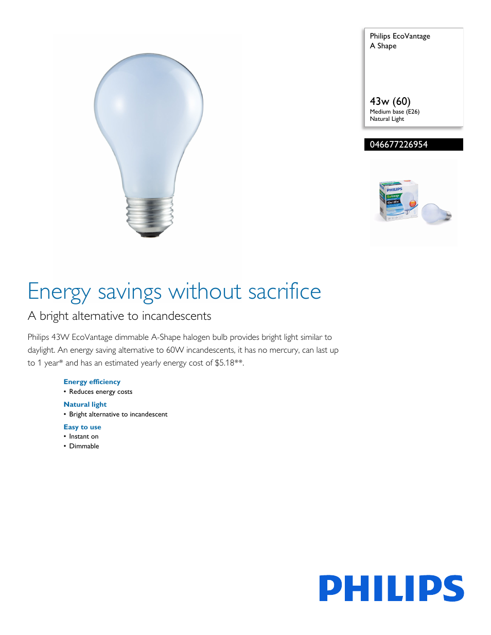 Philips 046677226954 User Manual | 2 pages