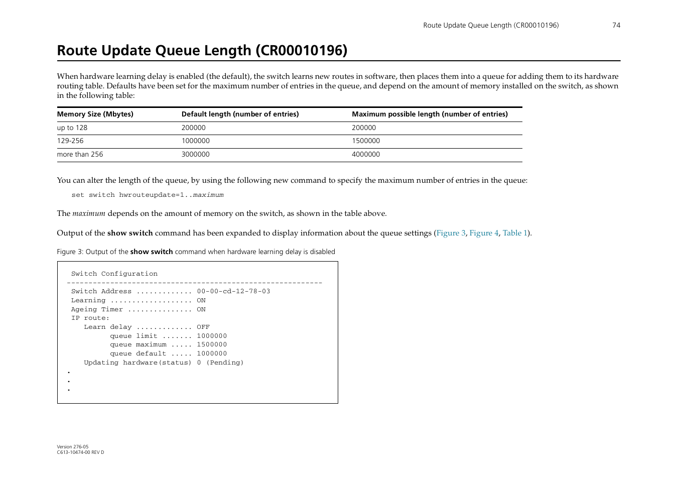 Route update queue length (cr00010196), Route update queue length (cr00010196)” on | Allied Telesis AR44xS series User Manual | Page 74 / 84