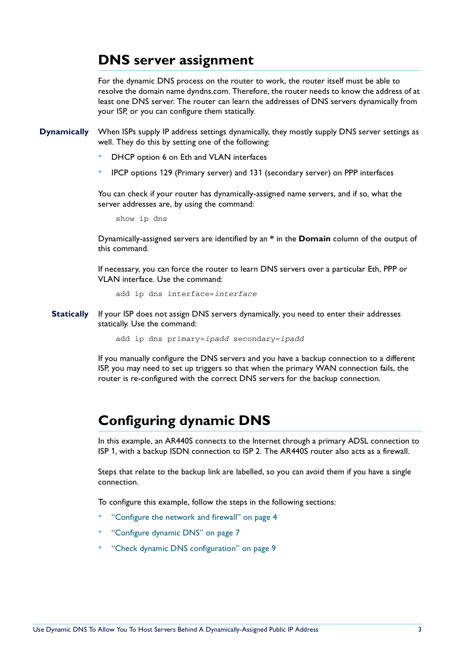Dns server assignment, Configuring dynamic dns | Allied Telesis AlliedWare NetScreen Routers User Manual | Page 3 / 12