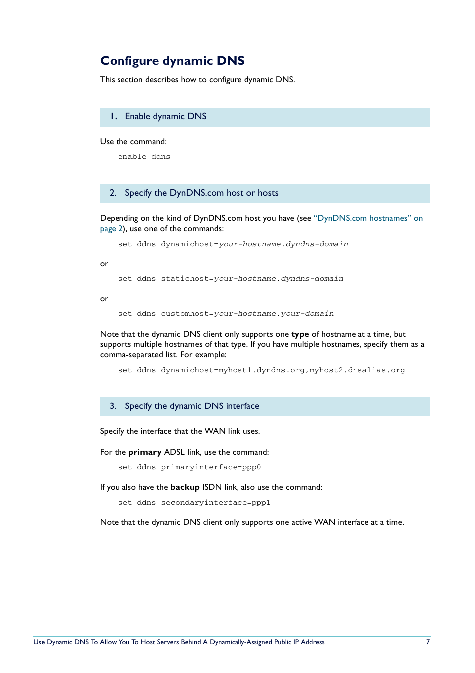 Configure dynamic dns | Allied Telesis AlliedWare NetScreen Routers User Manual | Page 7 / 12