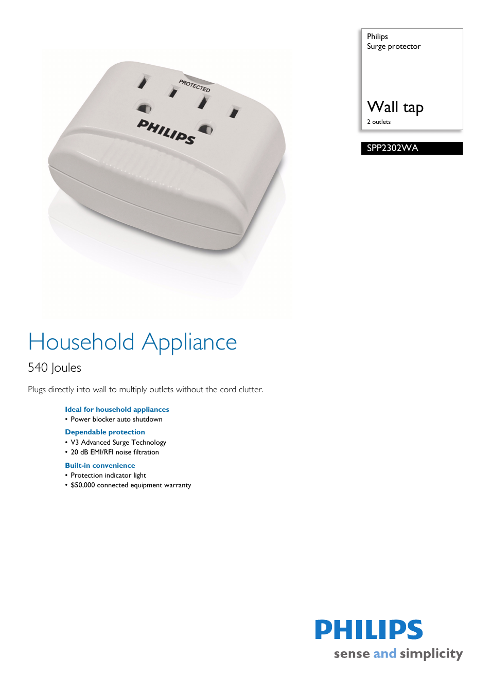 Philips SPP2302WA-17 User Manual | 2 pages