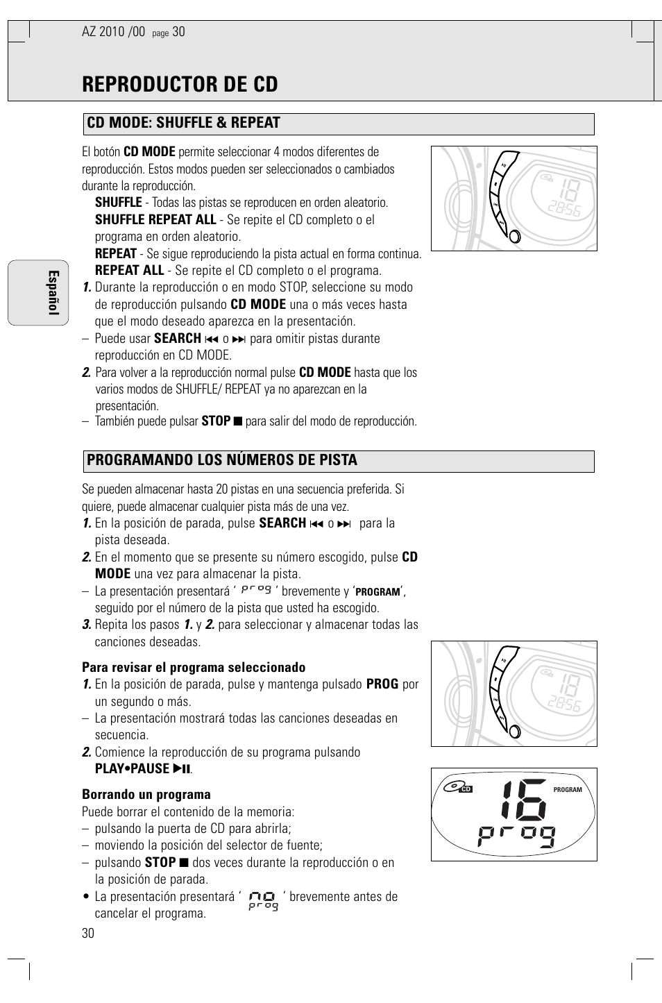 Reproductor de cd | Philips AZ2010-17 User Manual | Page 30 / 115