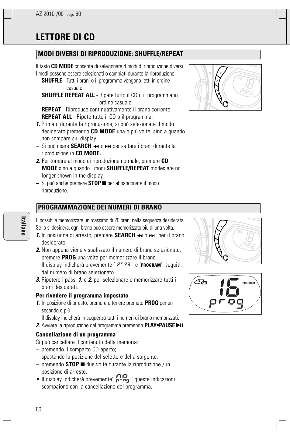 Lettore di cd | Philips AZ2010-17 User Manual | Page 60 / 115