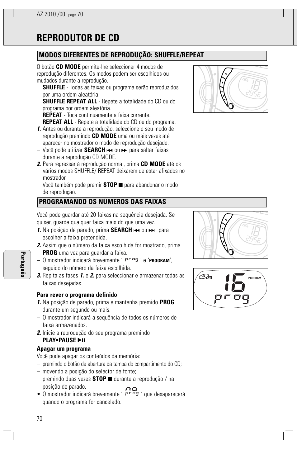 Reprodutor de cd | Philips AZ2010-17 User Manual | Page 70 / 115