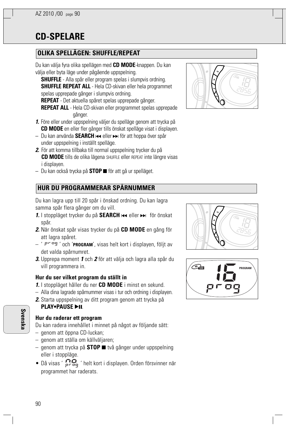 Cd-spelare | Philips AZ2010-17 User Manual | Page 90 / 115