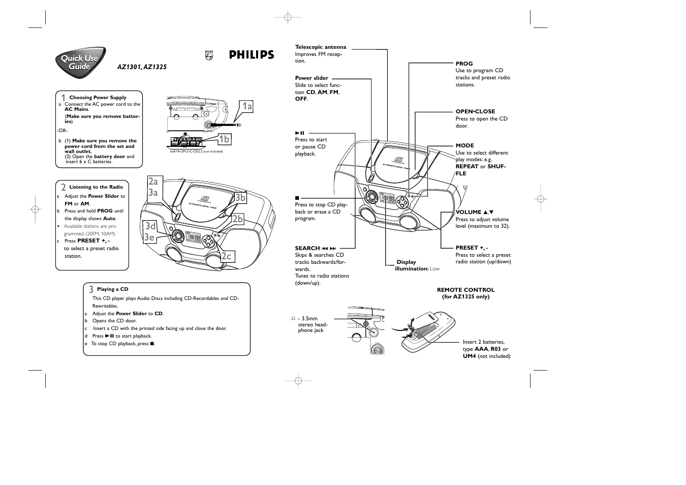 Philips AZ1325-17 User Manual | 1 page