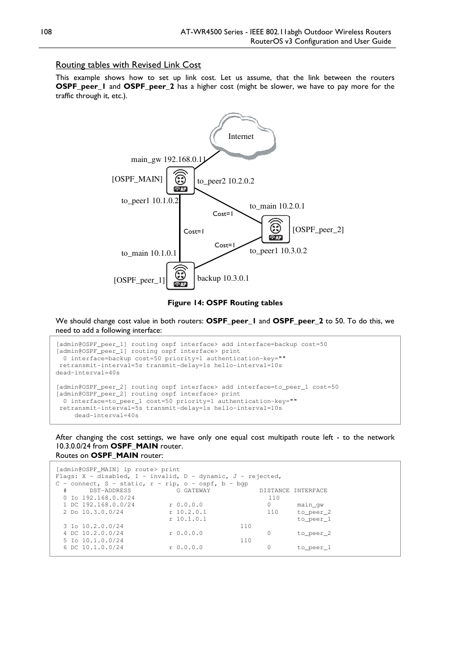 Routing tables with revised link cost | Allied Telesis AT-WR4500 User Manual | Page 108 / 264