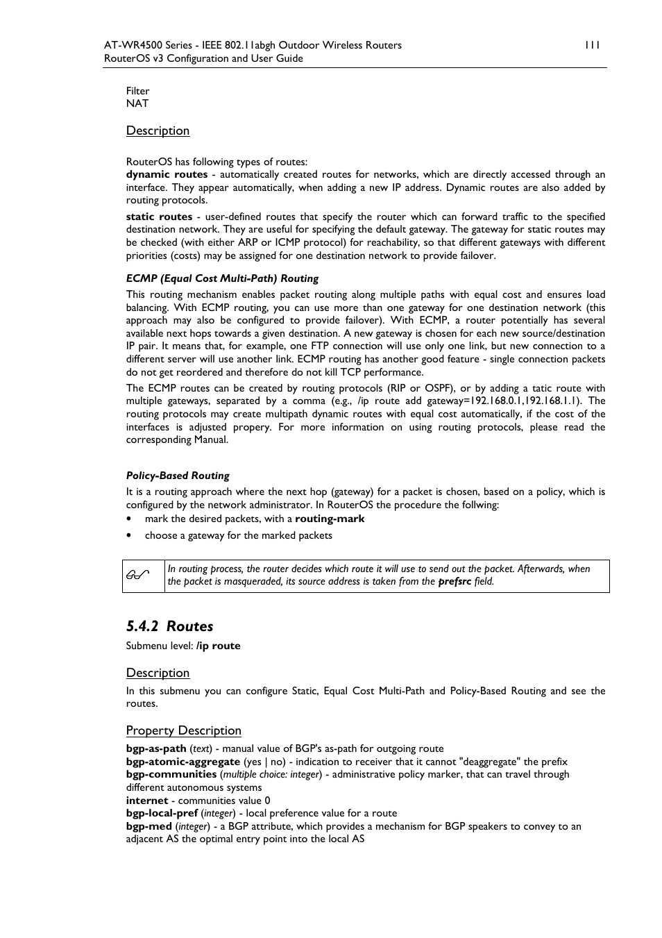 2 routes | Allied Telesis AT-WR4500 User Manual | Page 111 / 264