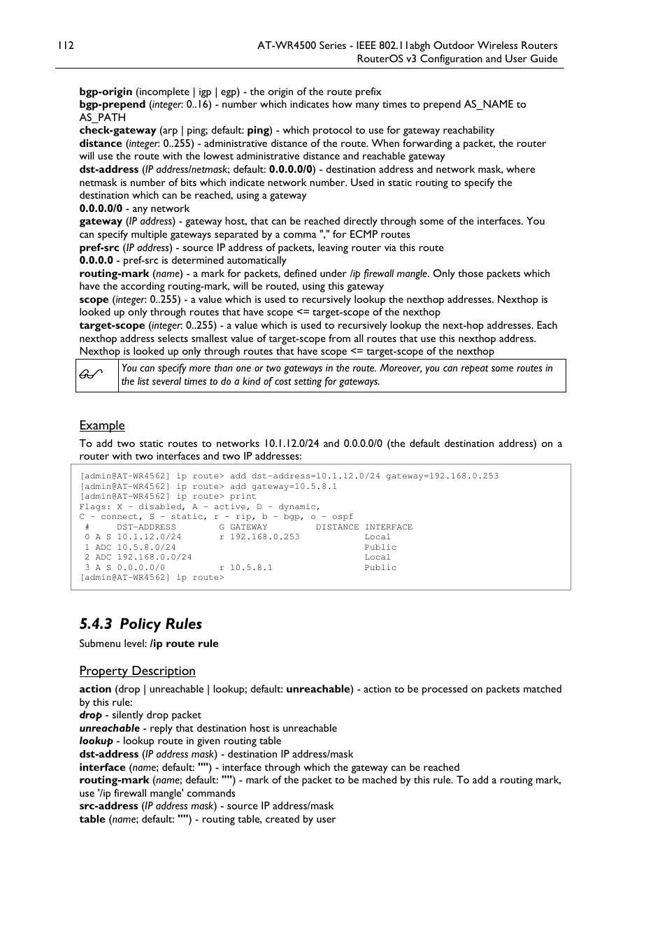 3 policy rules | Allied Telesis AT-WR4500 User Manual | Page 112 / 264
