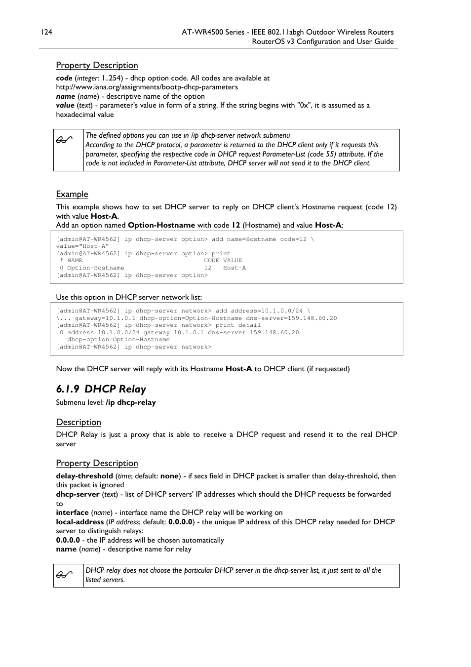 9 dhcp relay | Allied Telesis AT-WR4500 User Manual | Page 124 / 264