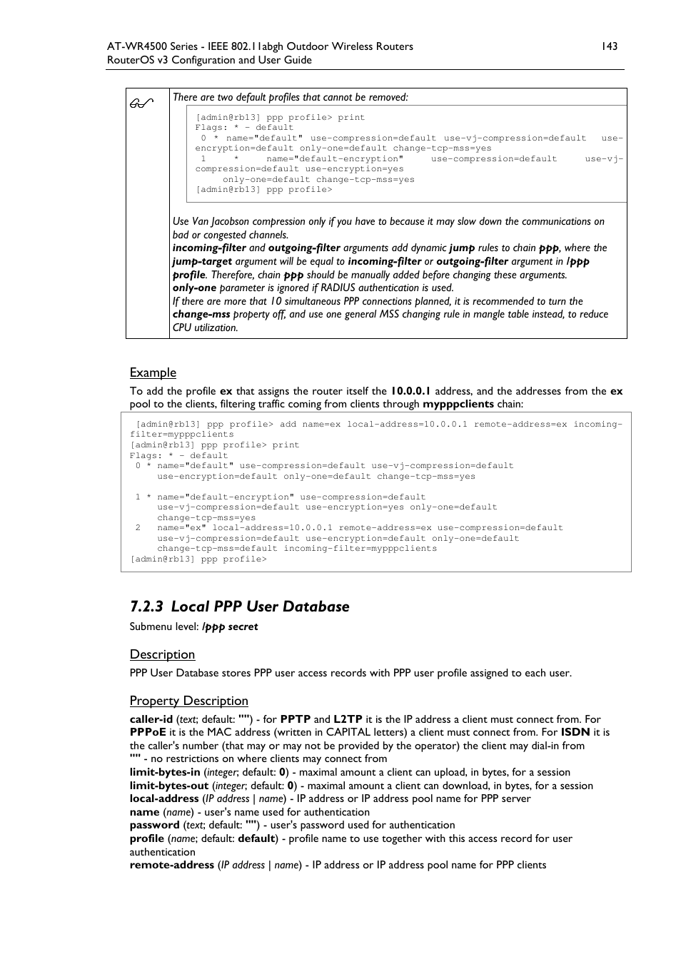 3 local ppp user database | Allied Telesis AT-WR4500 User Manual | Page 143 / 264