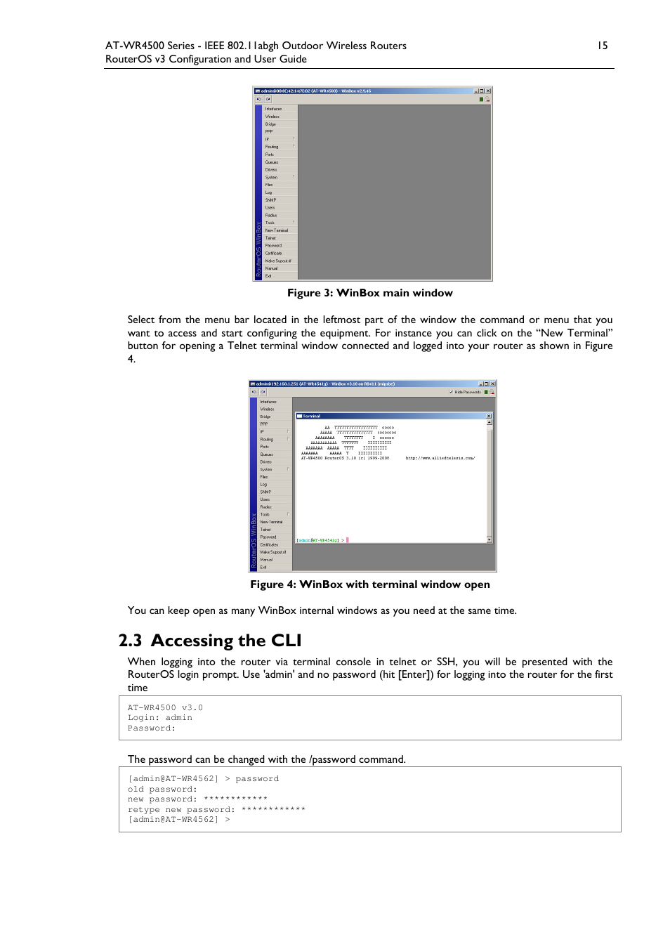 3 accessing the cli | Allied Telesis AT-WR4500 User Manual | Page 15 / 264