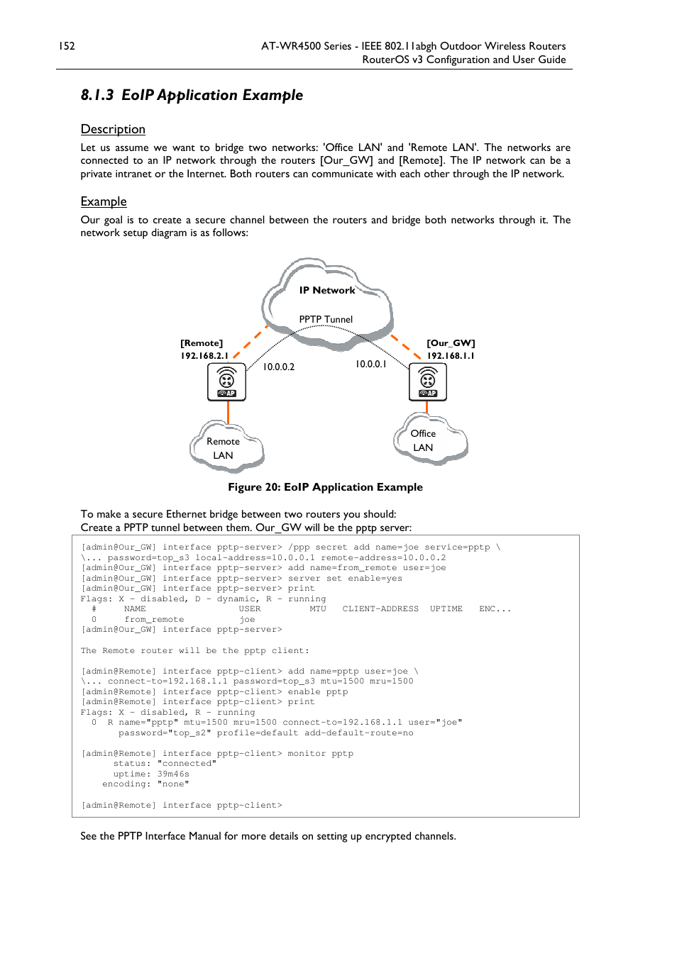 3 eoip application example, Description, Example | Allied Telesis AT-WR4500 User Manual | Page 152 / 264