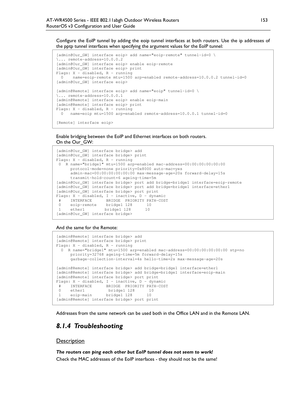 4 troubleshooting, Description | Allied Telesis AT-WR4500 User Manual | Page 153 / 264