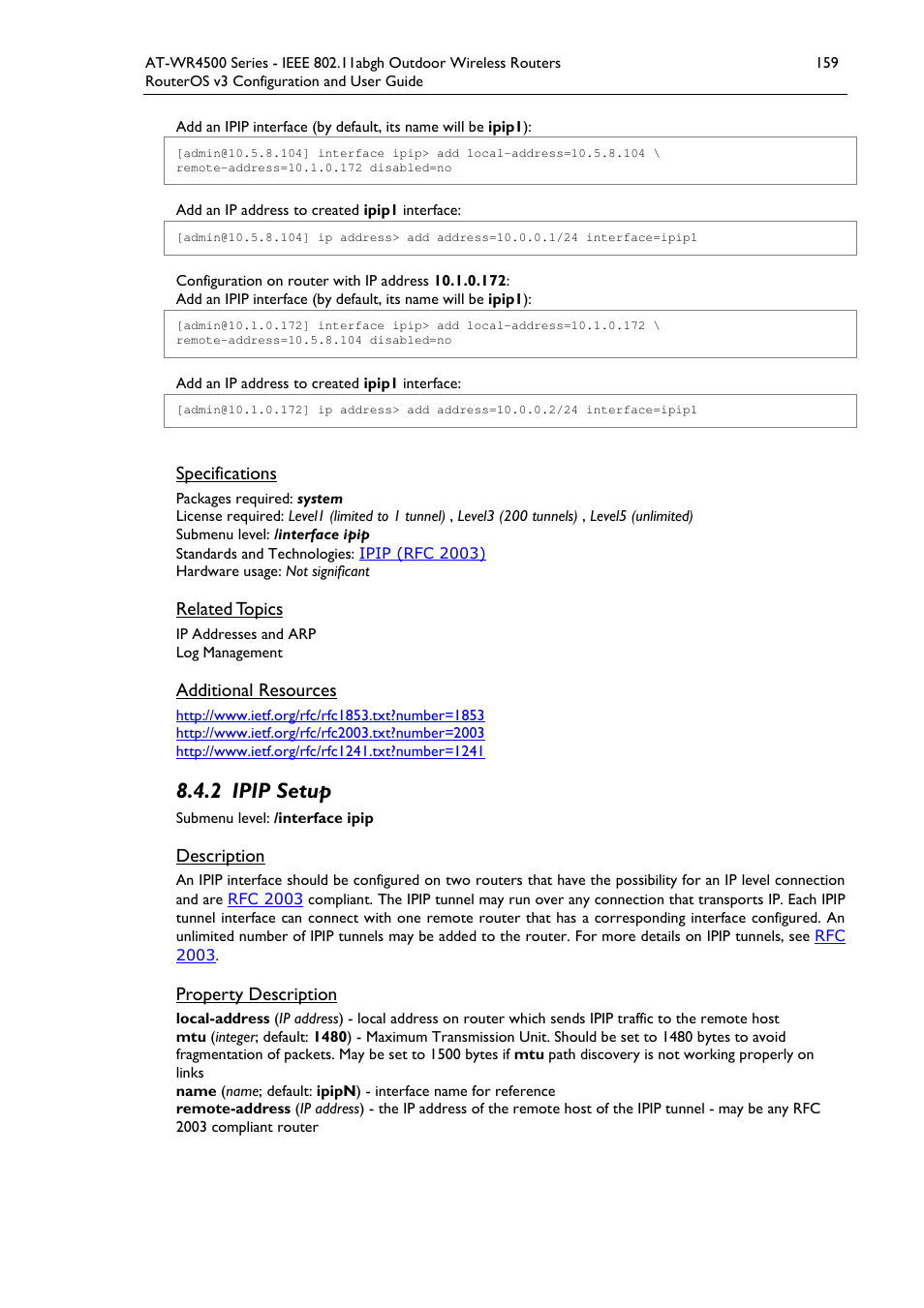 2 ipip setup | Allied Telesis AT-WR4500 User Manual | Page 159 / 264