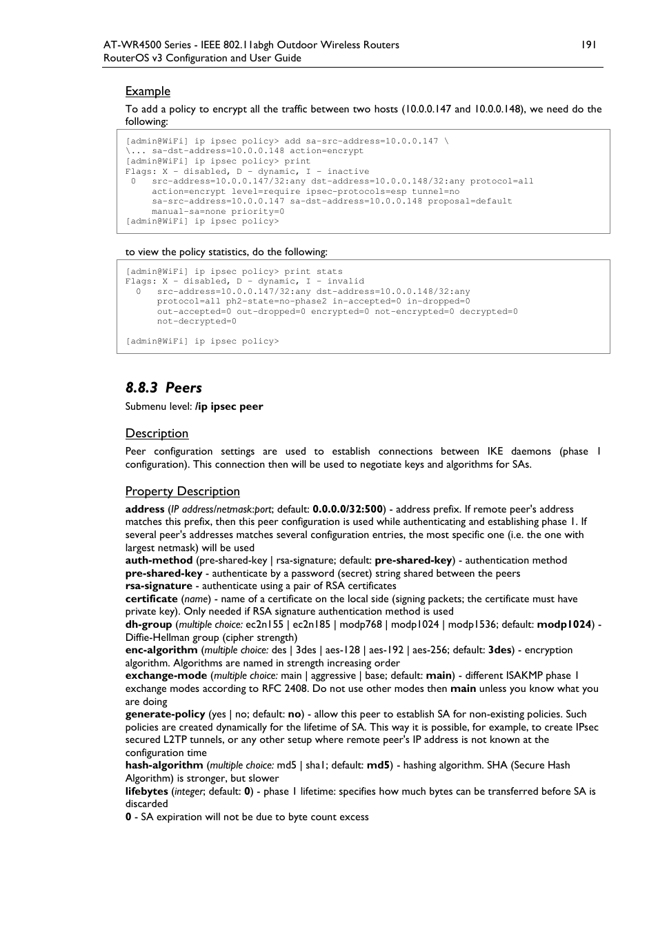 3 peers | Allied Telesis AT-WR4500 User Manual | Page 191 / 264