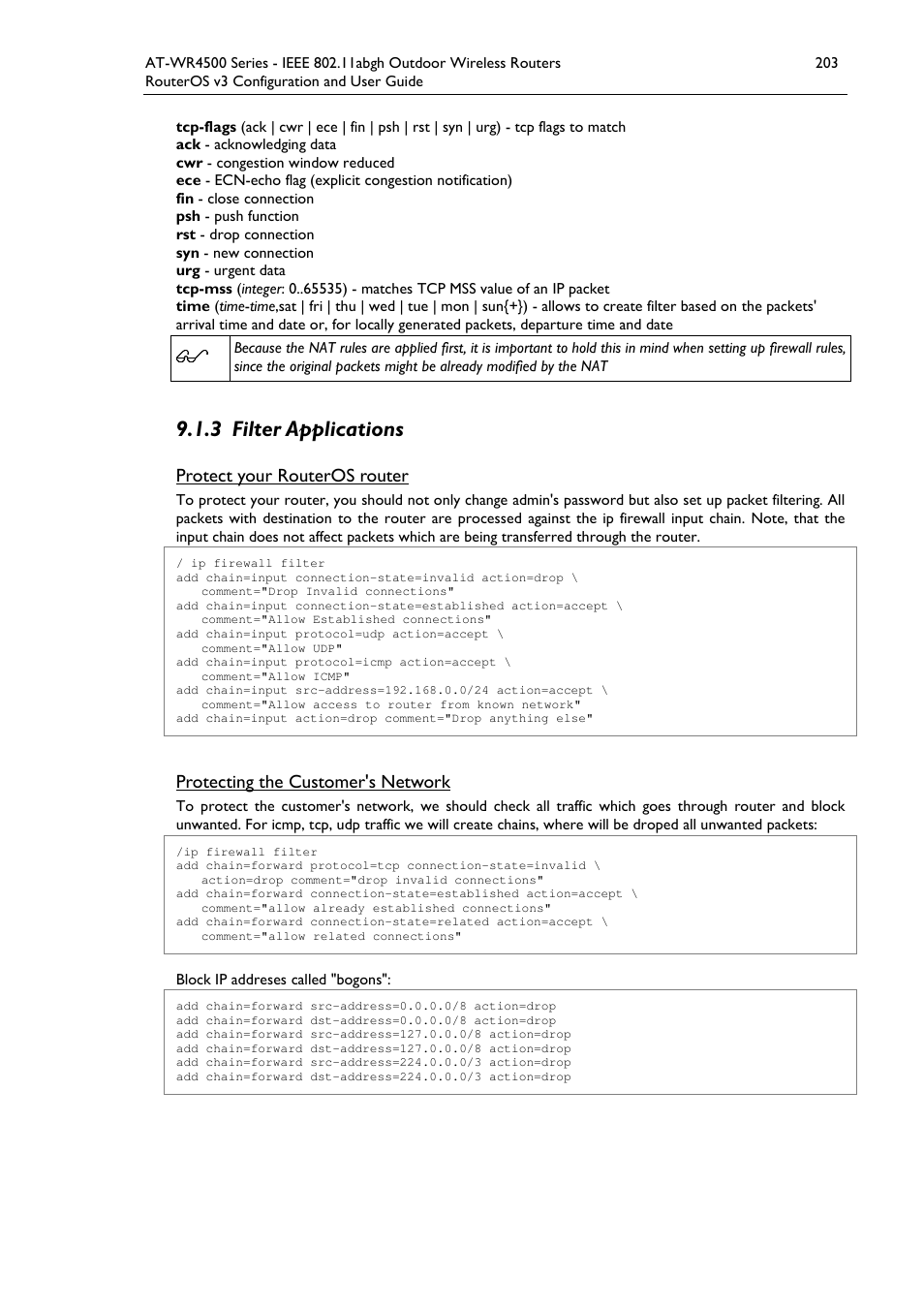 3 filter applications | Allied Telesis AT-WR4500 User Manual | Page 203 / 264