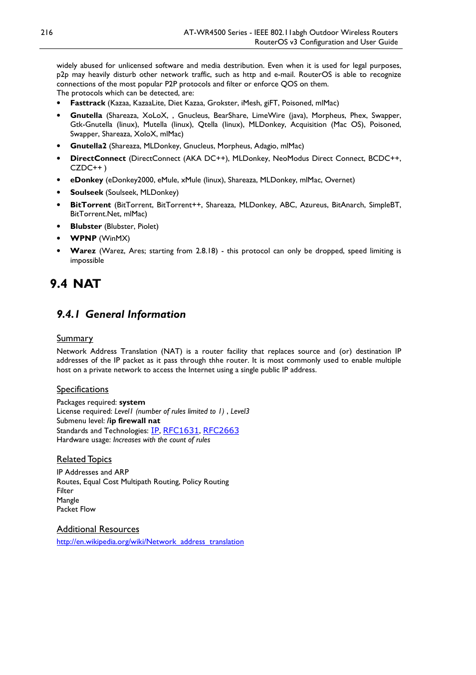 4 nat, 1 general information | Allied Telesis AT-WR4500 User Manual | Page 216 / 264