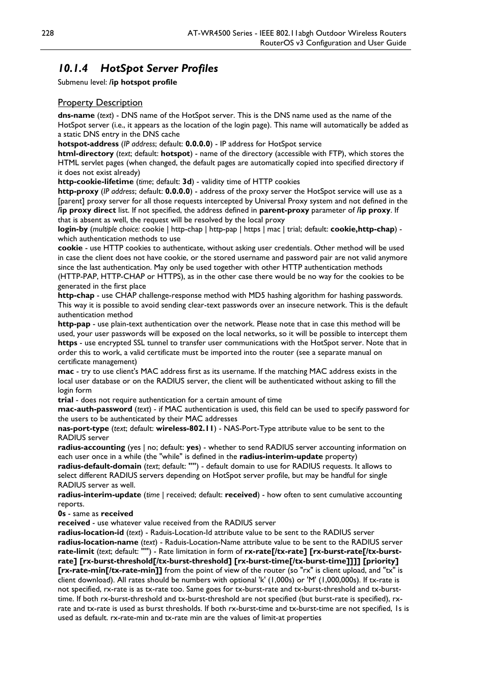 4 hotspot server profiles | Allied Telesis AT-WR4500 User Manual | Page 228 / 264