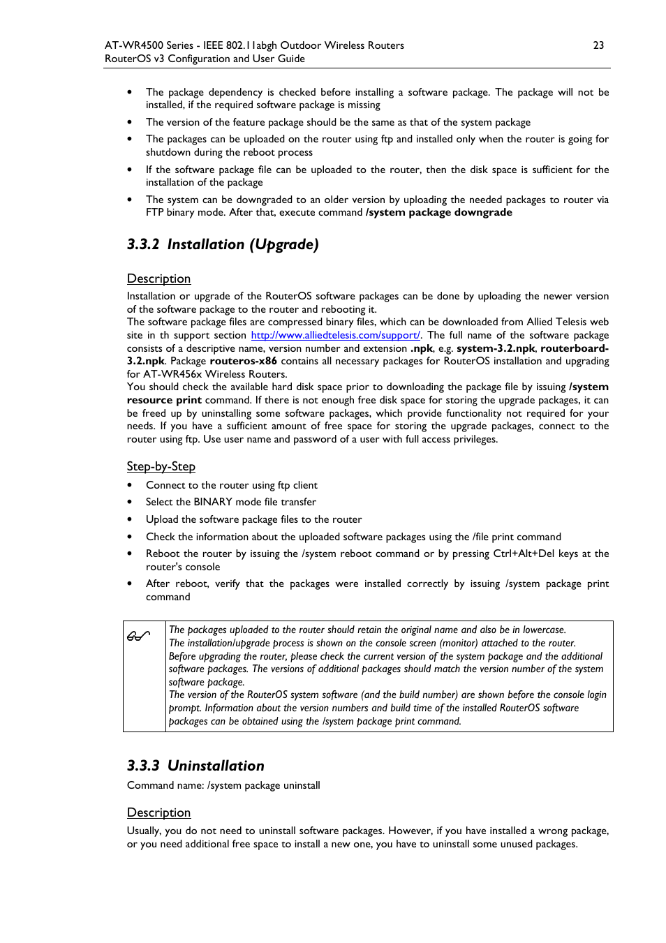 2 installation (upgrade), 3 uninstallation | Allied Telesis AT-WR4500 User Manual | Page 23 / 264