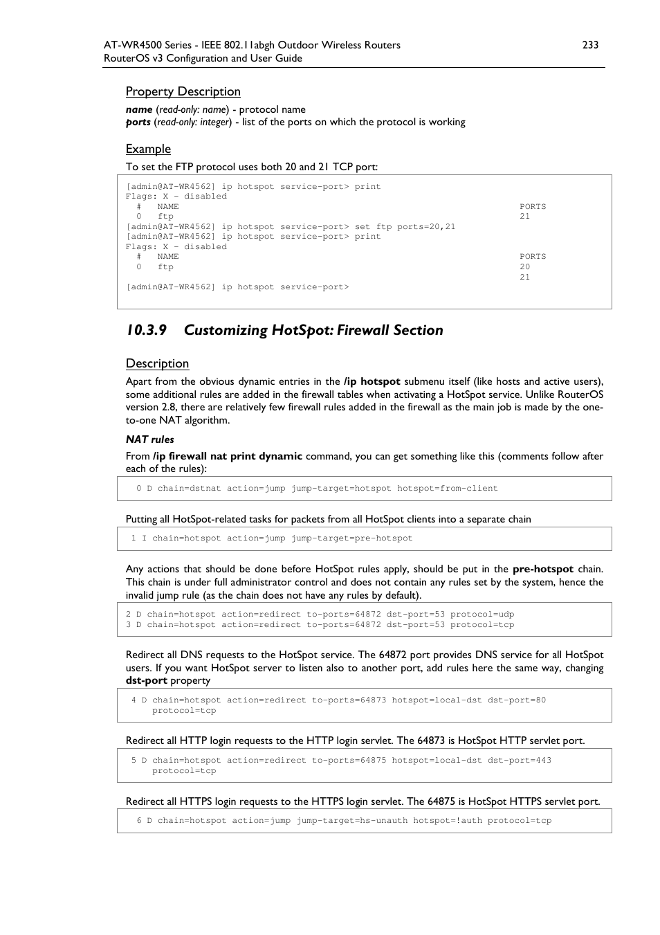 Property description, Example, Description | Allied Telesis AT-WR4500 User Manual | Page 233 / 264