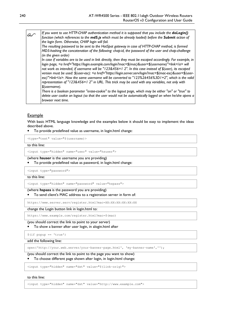 Example | Allied Telesis AT-WR4500 User Manual | Page 240 / 264