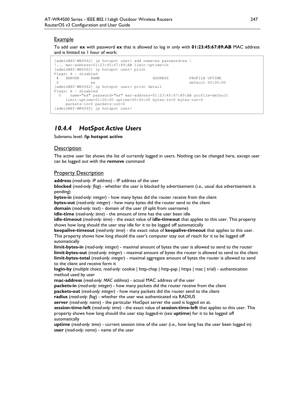 4 hotspot active users | Allied Telesis AT-WR4500 User Manual | Page 247 / 264