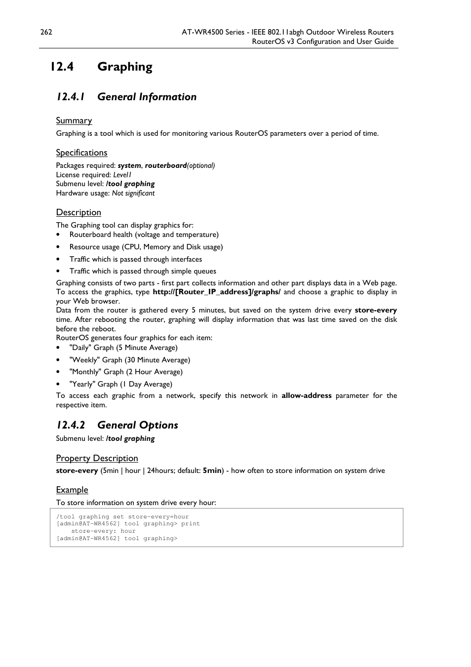 4 graphing, 1 general information, 2 general options | Allied Telesis AT-WR4500 User Manual | Page 262 / 264