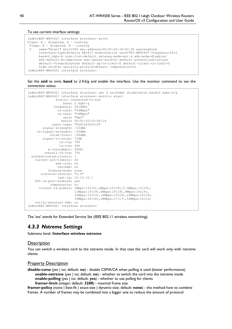 3 nstreme settings | Allied Telesis AT-WR4500 User Manual | Page 40 / 264