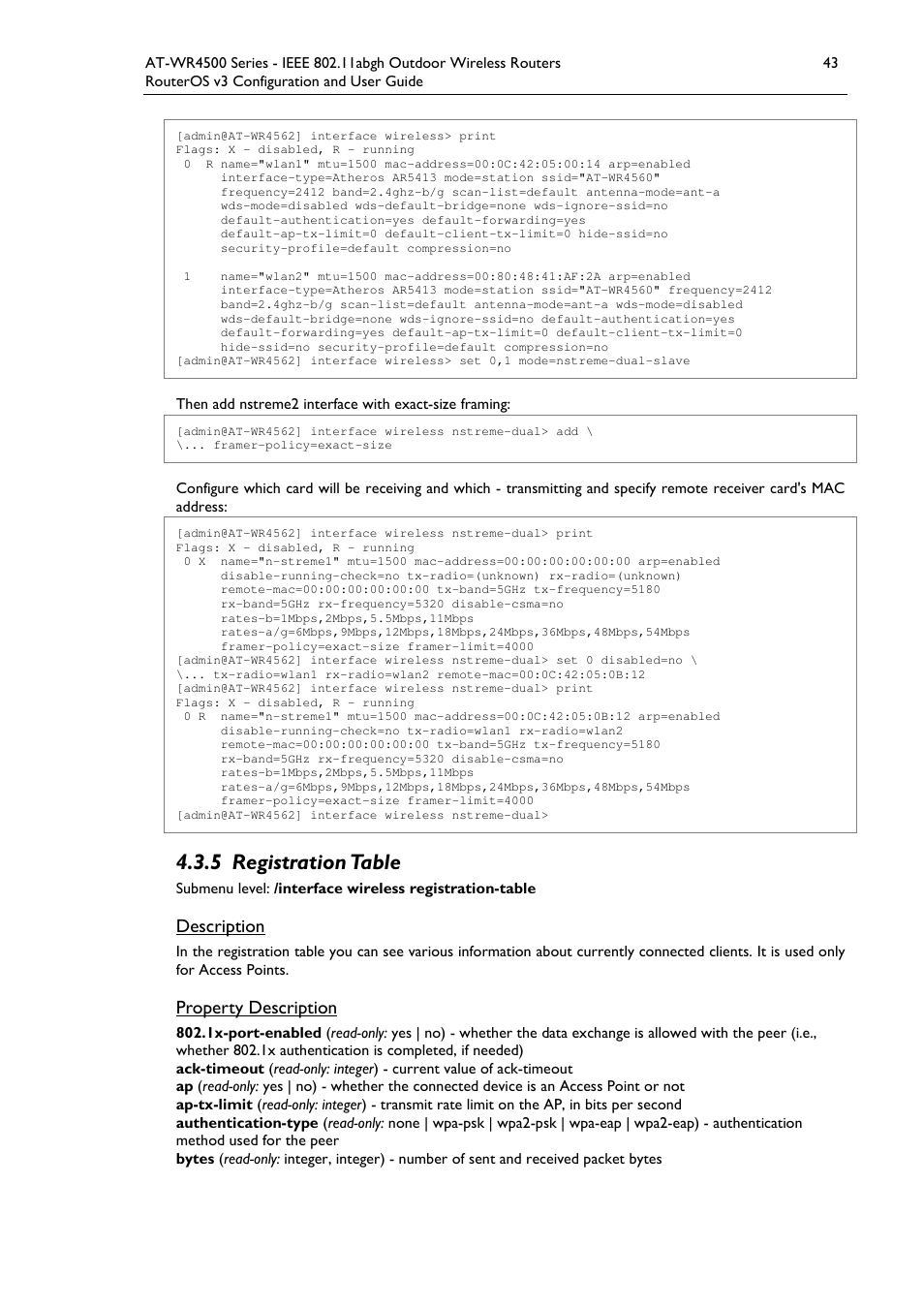 5 registration table | Allied Telesis AT-WR4500 User Manual | Page 43 / 264