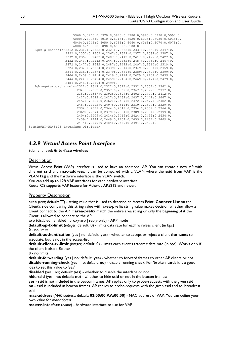 9 virtual access point interface | Allied Telesis AT-WR4500 User Manual | Page 50 / 264