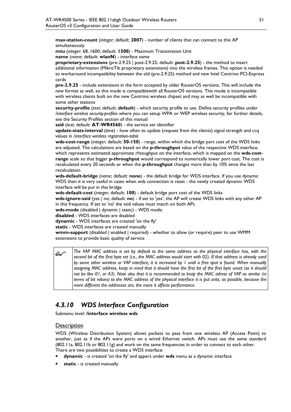 10 wds interface configuration | Allied Telesis AT-WR4500 User Manual | Page 51 / 264