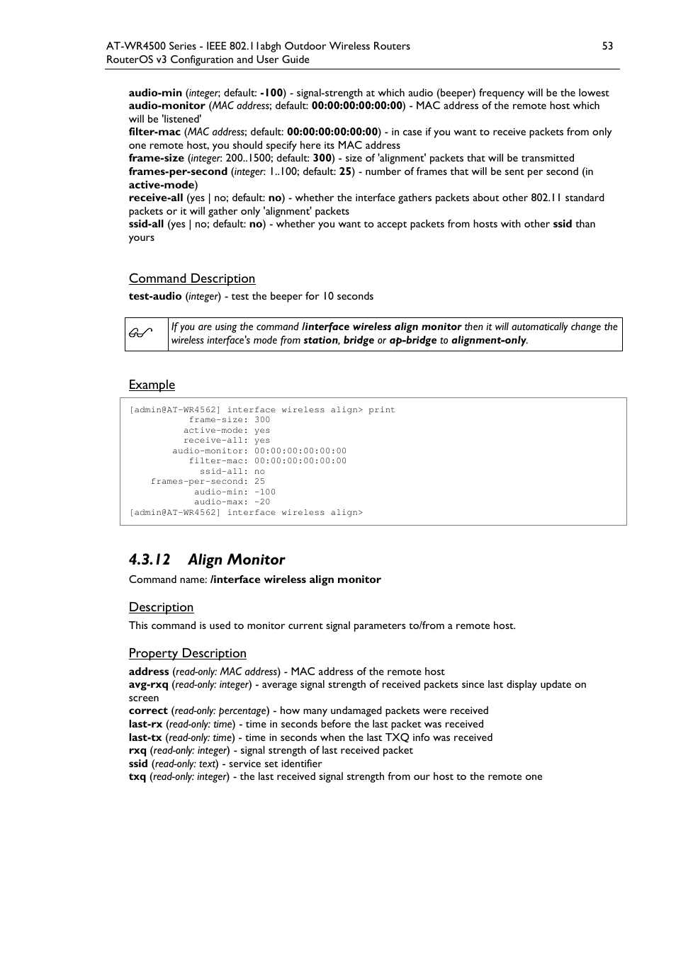 12 align monitor | Allied Telesis AT-WR4500 User Manual | Page 53 / 264