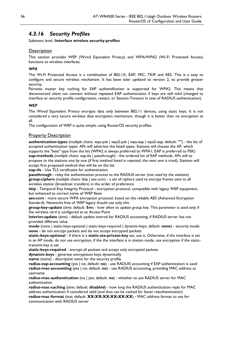 16 security profiles | Allied Telesis AT-WR4500 User Manual | Page 56 / 264