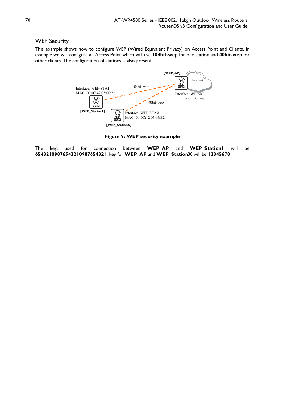 Wep security | Allied Telesis AT-WR4500 User Manual | Page 70 / 264
