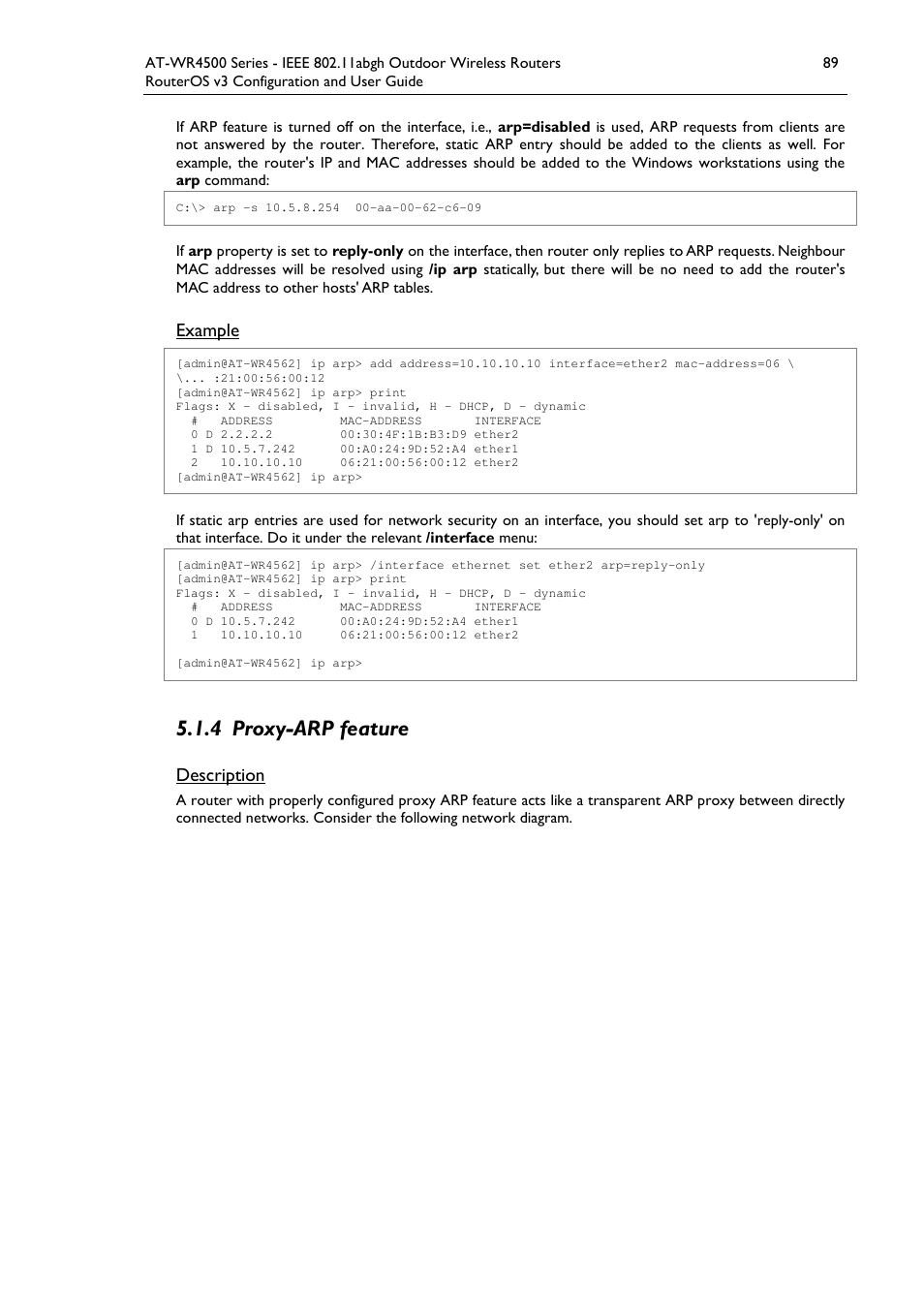 4 proxy-arp feature | Allied Telesis AT-WR4500 User Manual | Page 89 / 264