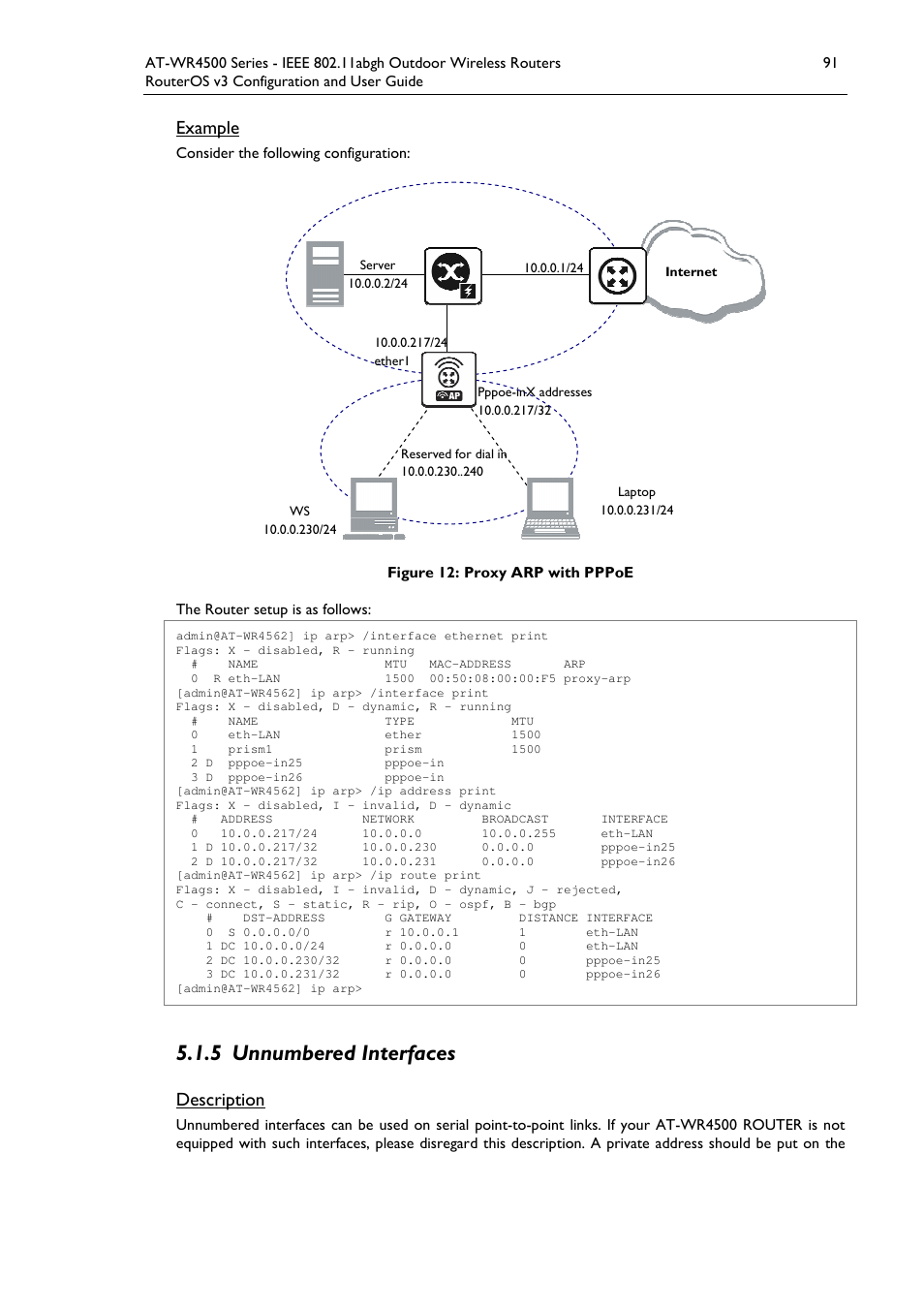 5 unnumbered interfaces, Example, Description | Allied Telesis AT-WR4500 User Manual | Page 91 / 264