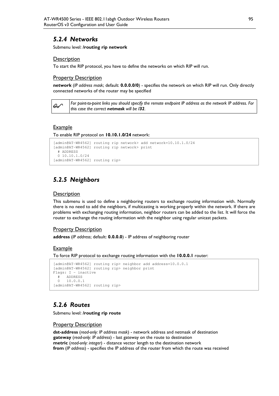 4 networks, 5 neighbors, 6 routes | Allied Telesis AT-WR4500 User Manual | Page 95 / 264