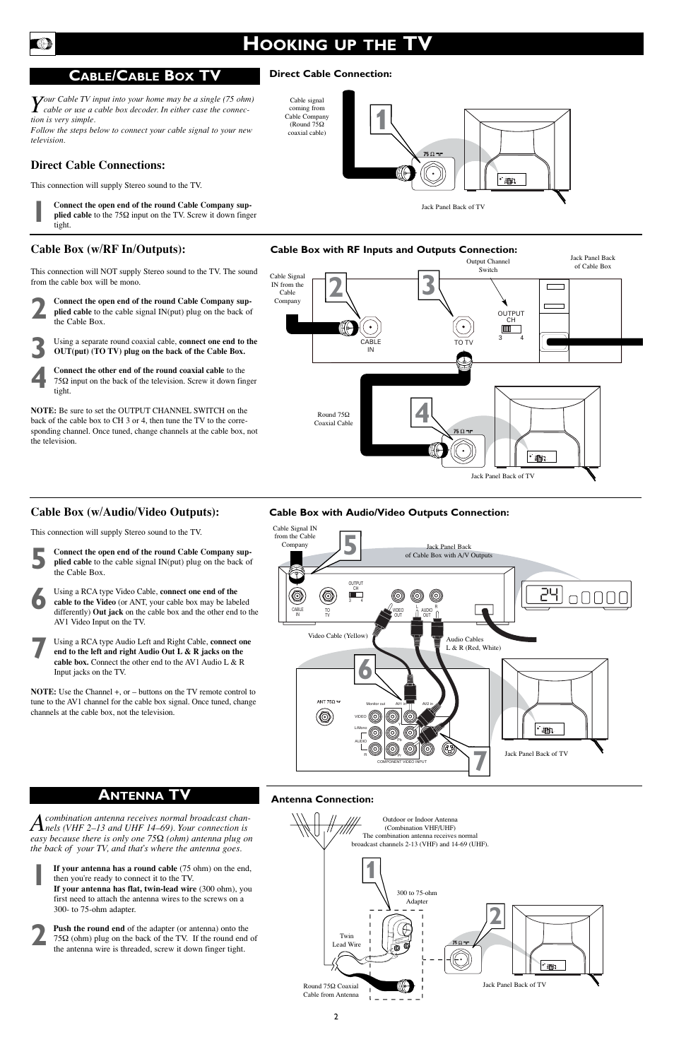 Ooking up the | Philips 20PT653R User Manual | Page 2 / 4