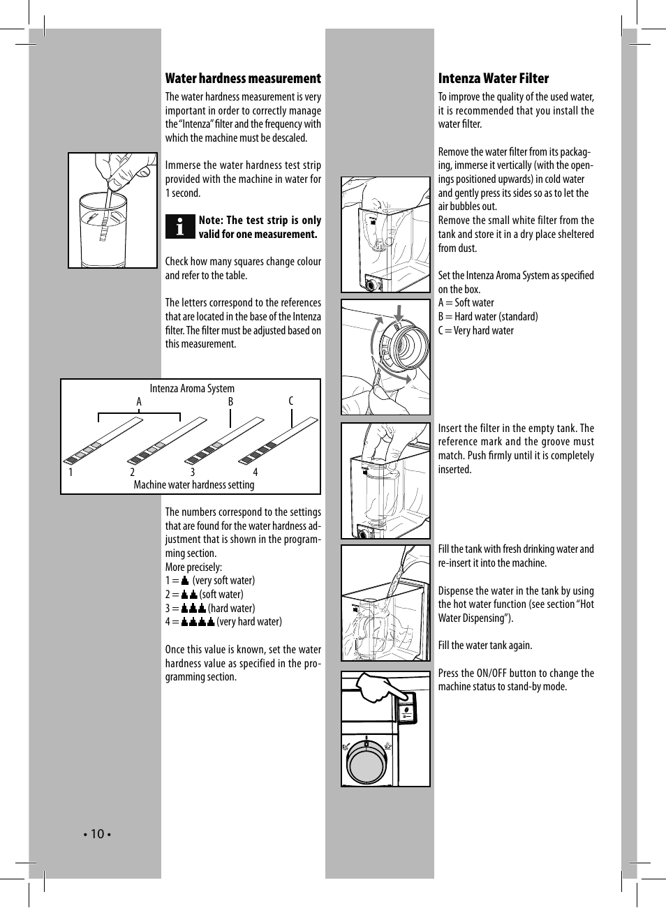 Intenza water filter, Water hardness measurement | Philips HD8837-47 User Manual | Page 10 / 28