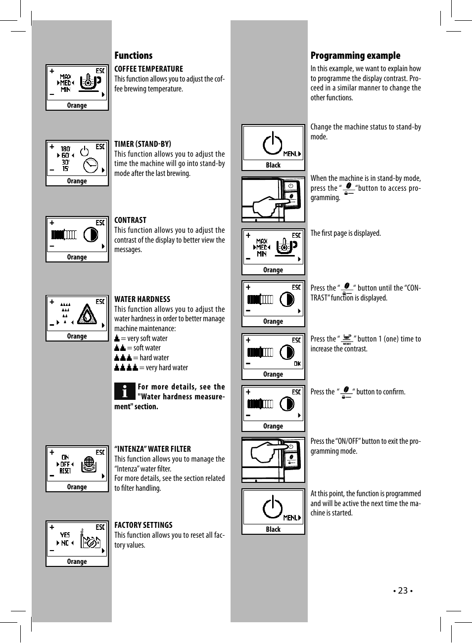 Functions, Programming example | Philips HD8837-47 User Manual | Page 23 / 28